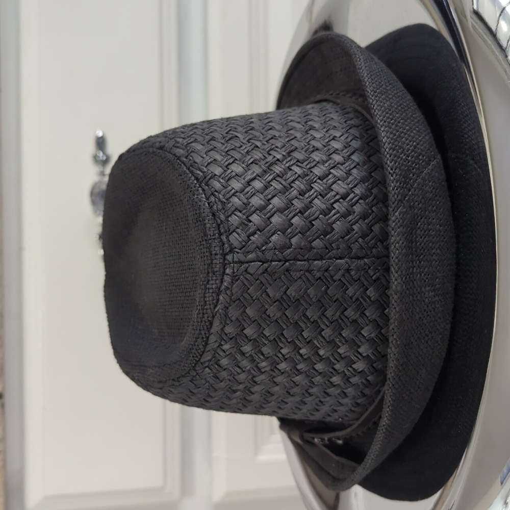 Classic Black Straw Fedora – Size 58 Unisex Summer Travel Hat - Picture 5 of 7